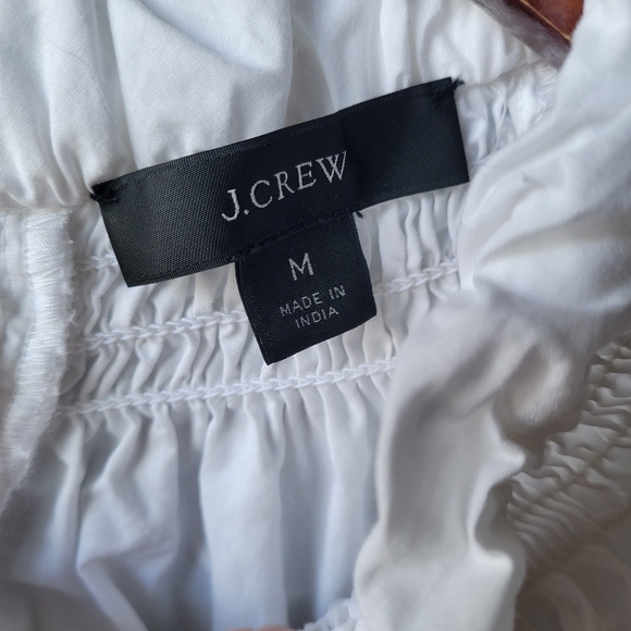 J.Crew Women's White Cotton Poplin Smock-neck Blouse Medium Puff Sleeve - Picture 5 of 11